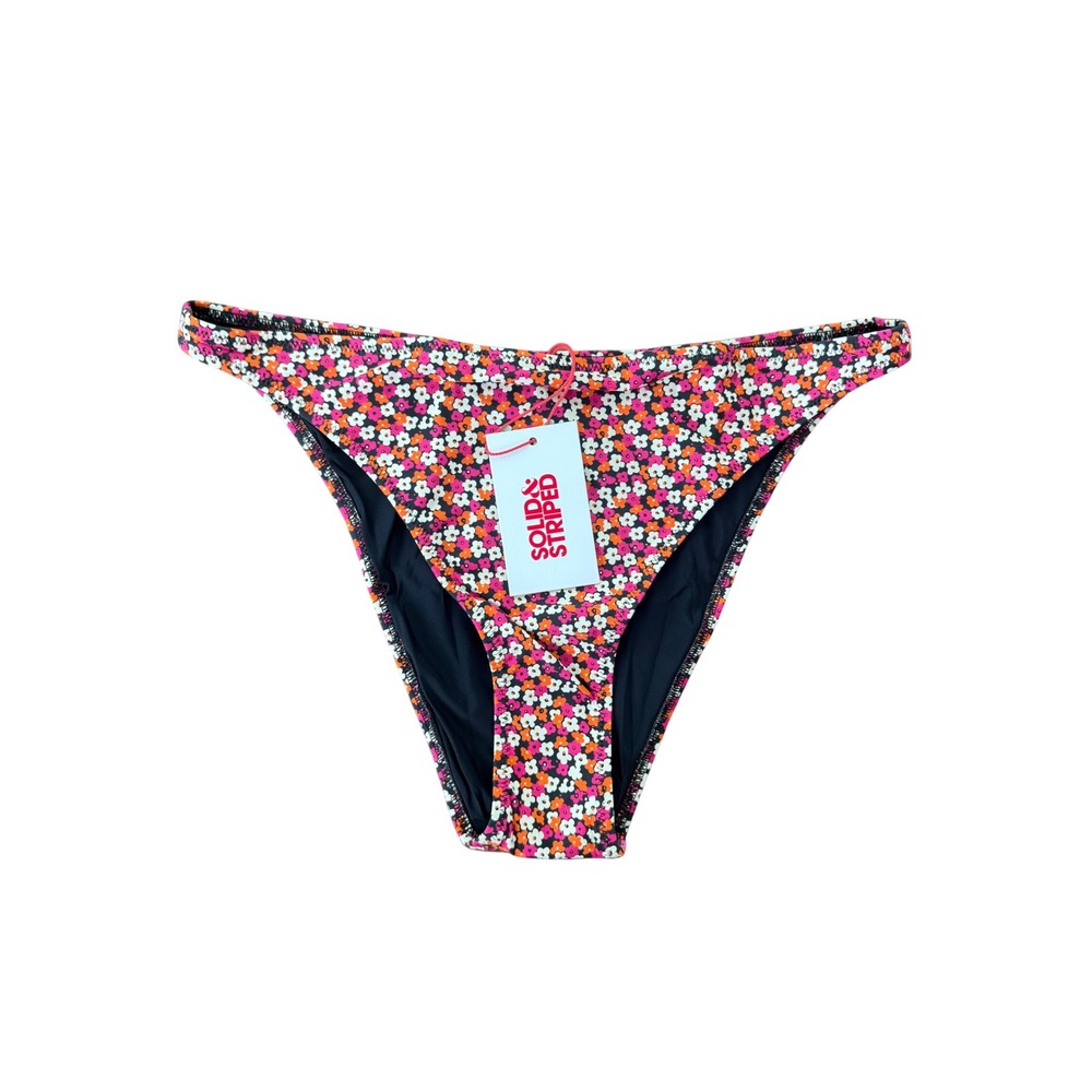 Solid & Striped The Tati Bikini Bottom Ditsy Floral Pink Orange Size L NWT